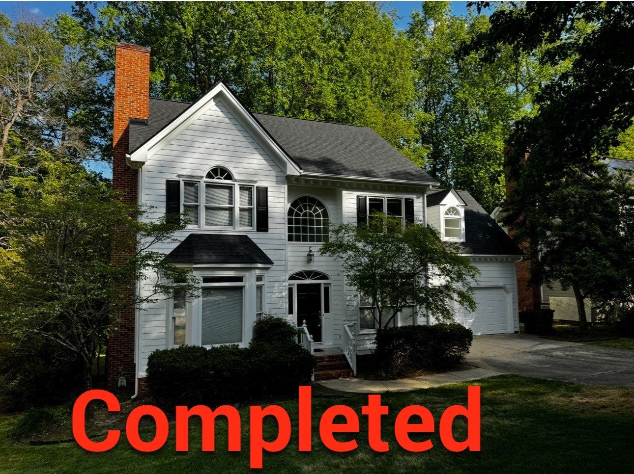 image shows completed roofing project