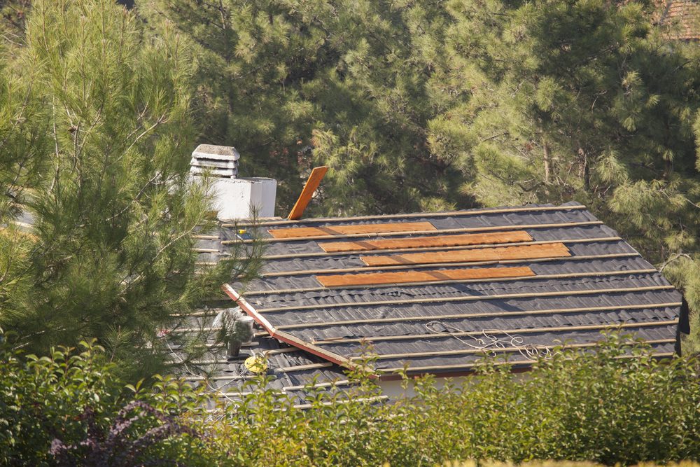 image shows roof tear off